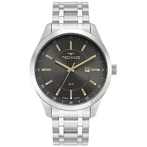 Relógio Technos Masculino Steel - Prata com Fundo Preto