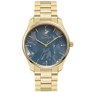 Relógio Technos Feminino - Dourado Fundo Madre-pérola Azul