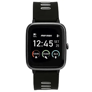 Relógio Mormaii Smartwatch Life Unissex Full Display GPS Preto - Preto com Pulseira de Silicone Preta - MOLIFEGAA/8C