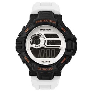 Relógio Mormaii Digital Masculino - Action - Preto com Pulseira Branca