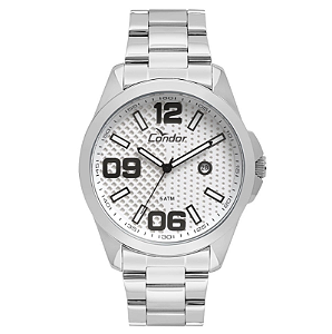 Relógio Condor Masculino Kit - Prata com Mostrador Branco e Calendário - CO2115KSY-K3K