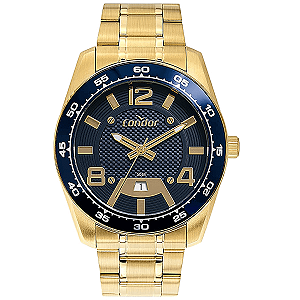Relógio Condor Masculino - Dourado com Fundo Azul - COPC32GC-4A
