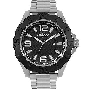 Relógio Condor Masculino - Preto com Pulseira Prata - COPC32EX-7K