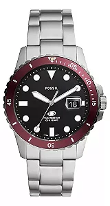 Relógio Fossil Masculino Blue - Prata com Fundo Preto e Catraca Vinho - FS6013-1KN