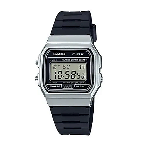 Relógio Casio Vintage Digital - F-91WM-7ADF - Preto com Caixa Prata