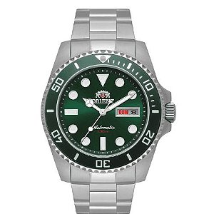 Relógio Orient Masculino Hulk - Prateado com Mostrador Verde e Calendário - F49SS027.E1SX