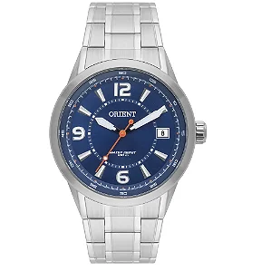 Relógio Orient Masculino Esportivo - Prata com Mostrador Azul e Calendário - MBSS1269.D2SX