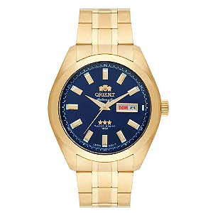Relógio Orient Masculino Automático - Dourado com Mostrador Azul e Calendário - 469GP075F.D1KX