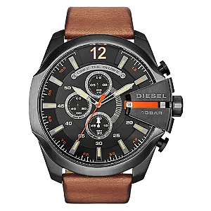 Relógio Diesel Masculino - Cronógrafo com Pulseira de Couro Marrom - DZ4343B1.P2MX