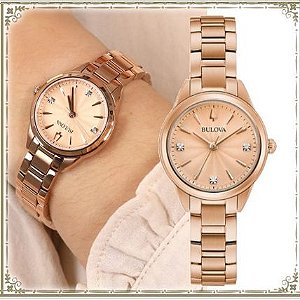 Relógio Bulova Sutton 97P151 Rose com Diamantes