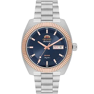 Relógio Orient Masculino 3 Estrelas Heritage Automático YN6MM026-D1SX Azul Safira
