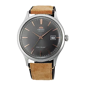 Relógio Orient Bambino 42mm TAC08003A0 Automático Couro Cinza
