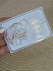 Cartão com espelhinho chaveiro personalizado - 25 unidades