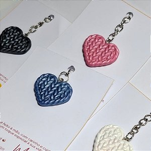 Kit de Chaveiros de Coração com textura de Tricot - Varias Cores