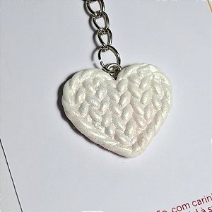 Chaveiro de Coração com textura de Tricot - Varias Cores