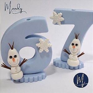 Vela de biscuit decorada para aniversários - Boneco de Neve