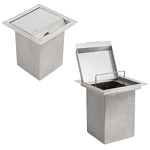 Lixeira de Embutir para Bancada 4L Inox 304 com Tampa Escovada