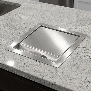 Tampa Lixeira Embutida Aço Inox Escovado Bancada Cozinha Gourmet
