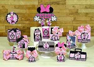 Arquivo digital kit de caixinhas personalizadas tema minnie rosa