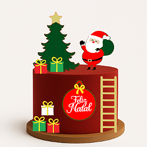 Arquivo digital tema papai noel com escada em camadas