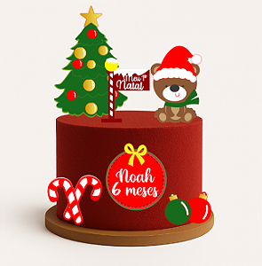Arquivo digital tema meu primeiro natal ursinho menino em camadas