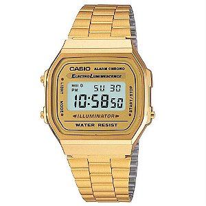 Relógio Casio Digital Dourado Unissex Digital  A168WGs