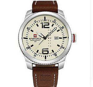 Relogios Masculino Esportivo Militar Couro Naviforçe Origina 9063