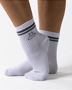 Meia Gargô Fitness - Branco com detalhes em Preto