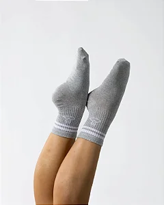 Meia Gargô Fitness - Cinza com detalhes em Branco