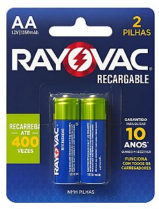 PILHA RECARREGAVEL ECO 1500 CICLOS AA (PEQ) CTA C/2 55802 RAYOVAC