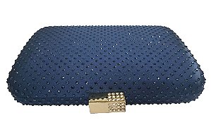 BOLSA FEMININA FESTA CASAMENTO PEDRARIA AZUL FECHO STRASS