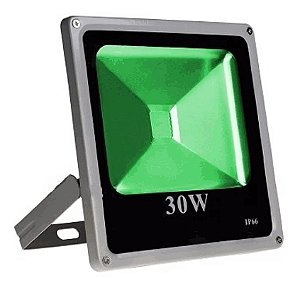 REFLETOR HOLOFOTE LED 30W VERDE  BIVOLT CARCAÇA CINZA