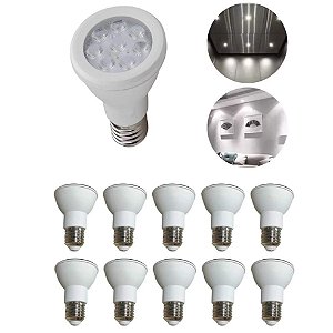 KIT 10 LAMPADAS LED 8W PAR20 E27 BRANCO FRIO 6000-6500K PAR20308 TOCTAGON