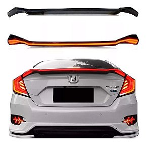 AEROFOLIO TRASEIRO FULL LED FUME SMOKE TYPE 2 HONDA CIVIC G10 2017 2018 2019 2020 2021 2022