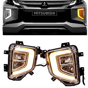 KIT FAROL MILHA NEBLINA LUZ DIURNA (DRL) L200 TRITON SPORT 2020 2021 2022 2023 2024