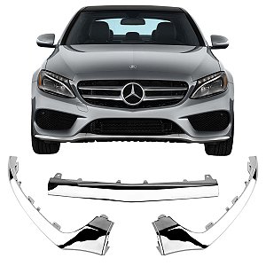 KIT FRISO MOLDURA CROMADA INFERIOR DIANTEIRA MB CLASSE C W205 C200 C250 C300 C350 C63 AMG 2015 2016 2017 2018 2019