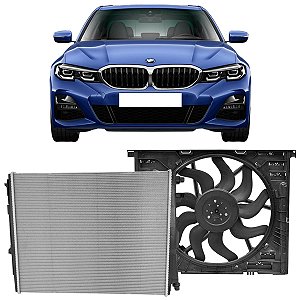 KIT RADIADOR ÁGUA + VENTOINHA ELETROVENTILADOR ARREFECIMENTO MOTOR BMW SÉRIE 3 G20 320I 330E 330I 2019 2020 2021 2022