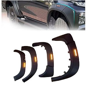 KIT 04 PEÇAS MOLDURA ALARGADOR PARALAMA LED L200 TRITON 2020 2021 2022 2023 2024 2025