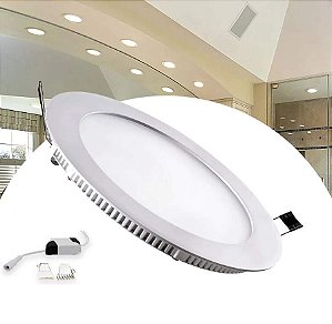LUMINARIA PAINEL LED EMBUTIR REDONDO BRANCO FRIO 18W 6500K