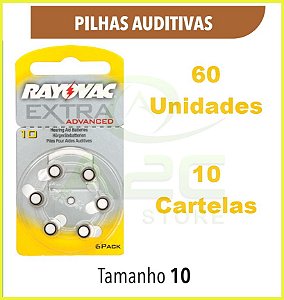 10 CARTELAS PILHAS AUDITIVA RAYOVAC EXTRA TAMANHO13, P13, PR13