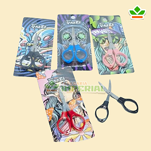 TESOURA TONABÊ DOBRAVEL CORES | 10 un