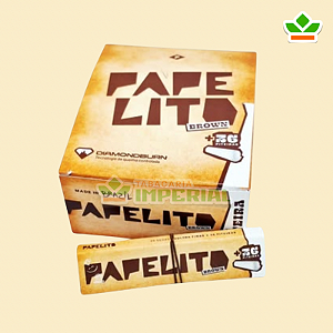 SEDA PAPELITO COM PITEIRA BROWN KING SIZE | Caixa c/ 24 livretos X 32 sedas + piteiras