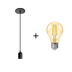 Kit Pendente Thomas Edison + Lâmpada LED A60 - 2400K