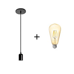 Kit Pendente Thomas Edison + Lâmpada LED ST64 - 2400K