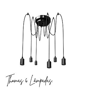 Lustre Para 6  Lâmpadas Pendente Aramado - Thomas Edison