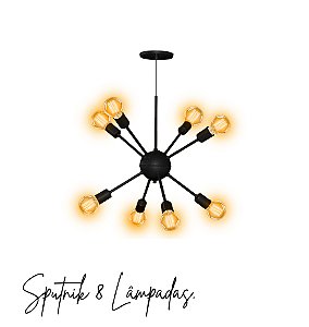 Lustre Pendente Moderno Sputnik Para 8 Lâmpadas