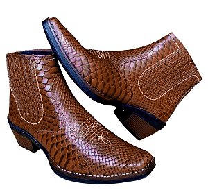 Bota Country Texana Masculina Couro Legitimo De Boi Desenho Anaconda Botina Vaquejada Rodeio Cavalgada Marca Campolina