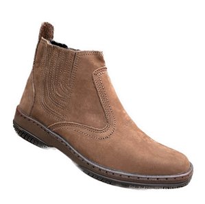 Bota Masculina Casual Cor Marrom Claro Rato Couro Boi Vaca Legitimo Original Botina Solado Borracha Costurado Botinha Country Resistente Resistente Forte