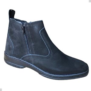 Bota Masculina Casual Cor Preto Com Ziper Fecho Couro Legitimo Original Botina Solado Borracha Costurado Botinha Country Resistente Resistente Forte Referencia 2520 Marca Campolina