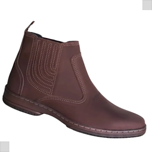 Bota Botina Masculina Casual Cor Marrom Couro Nobuck Legitimo Original Solado Borracha Costurado Botinha Country Resistente Resistente Forte Referencia 2520 Marca Campolina